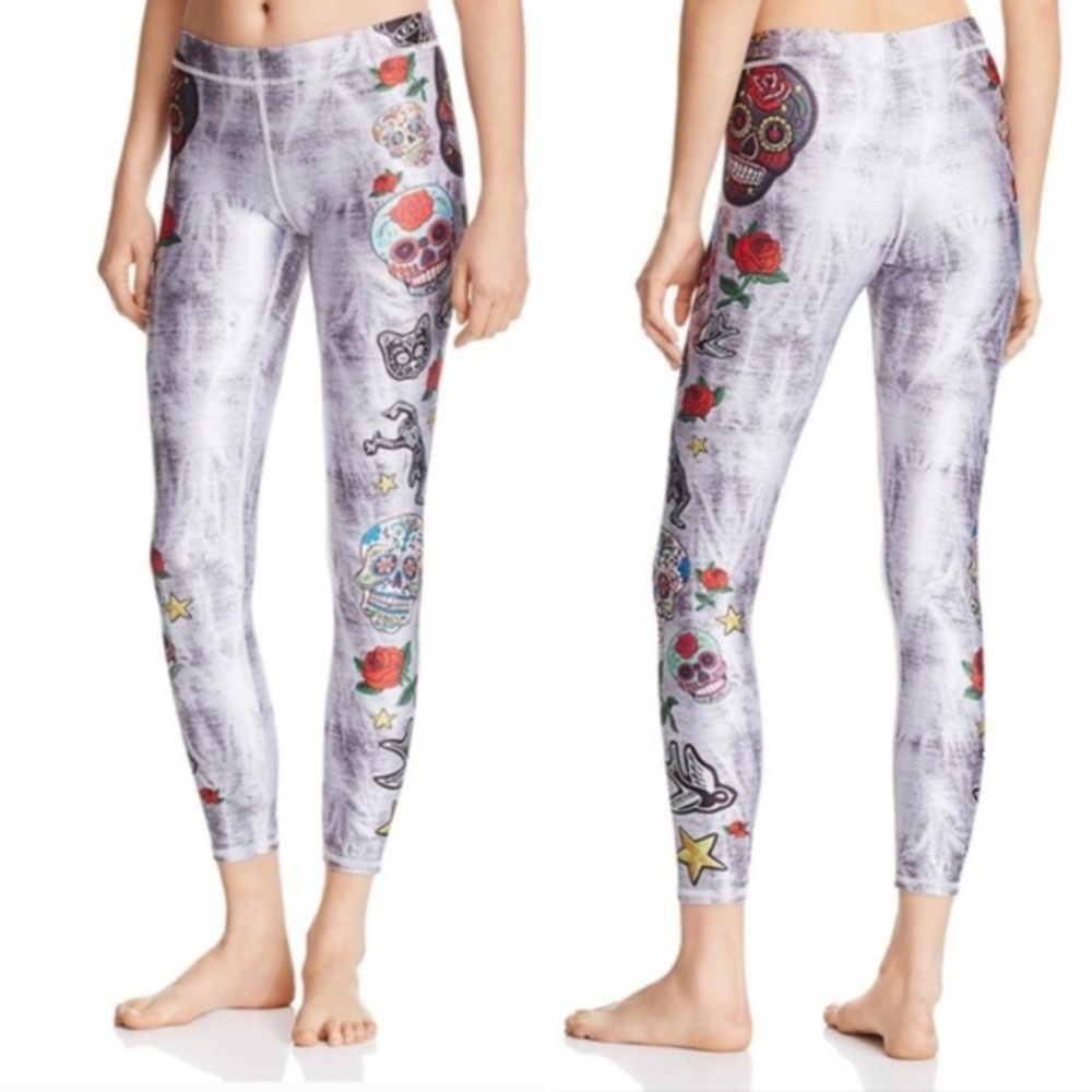 Terez Acid Wash Skull Patch Leggings-Sz XS